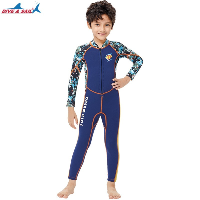 台灣現貨新款兒童保暖泳衣2.5MM/連體前開後開拉鏈潛水服/防寒浮潛衝浪水母衣-紫玉蘭/兒童/KW-細節圖5