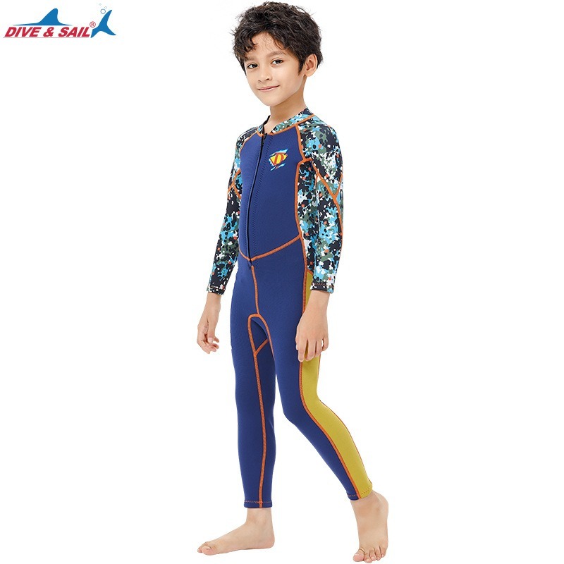 台灣現貨新款兒童保暖泳衣2.5MM/連體前開後開拉鏈潛水服/防寒浮潛衝浪水母衣-紫玉蘭/兒童/KW-細節圖6