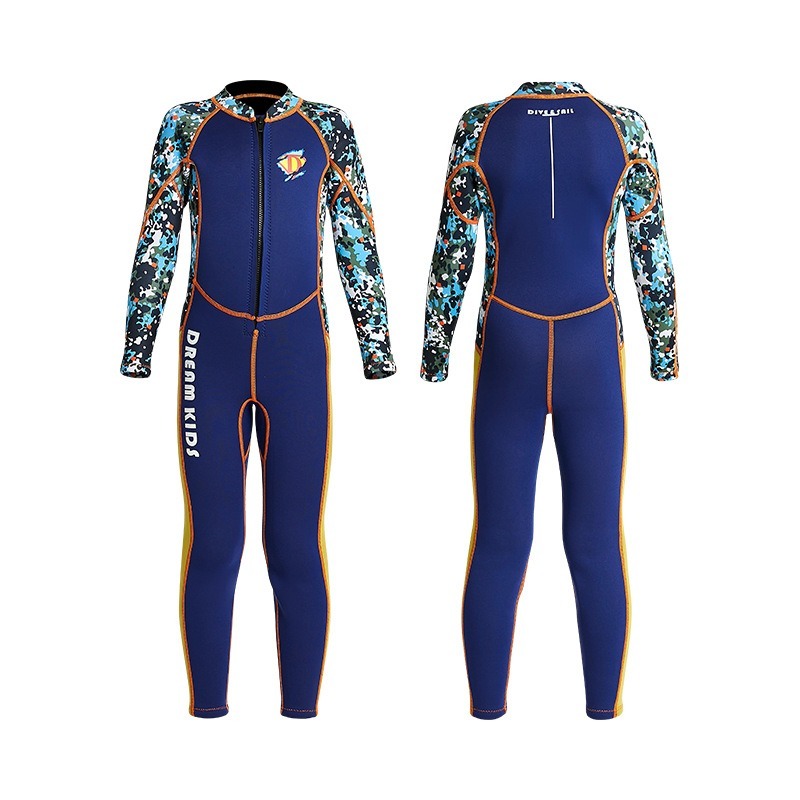 台灣現貨新款兒童保暖泳衣2.5MM/連體前開後開拉鏈潛水服/防寒浮潛衝浪水母衣-紫玉蘭/兒童/KW-細節圖7