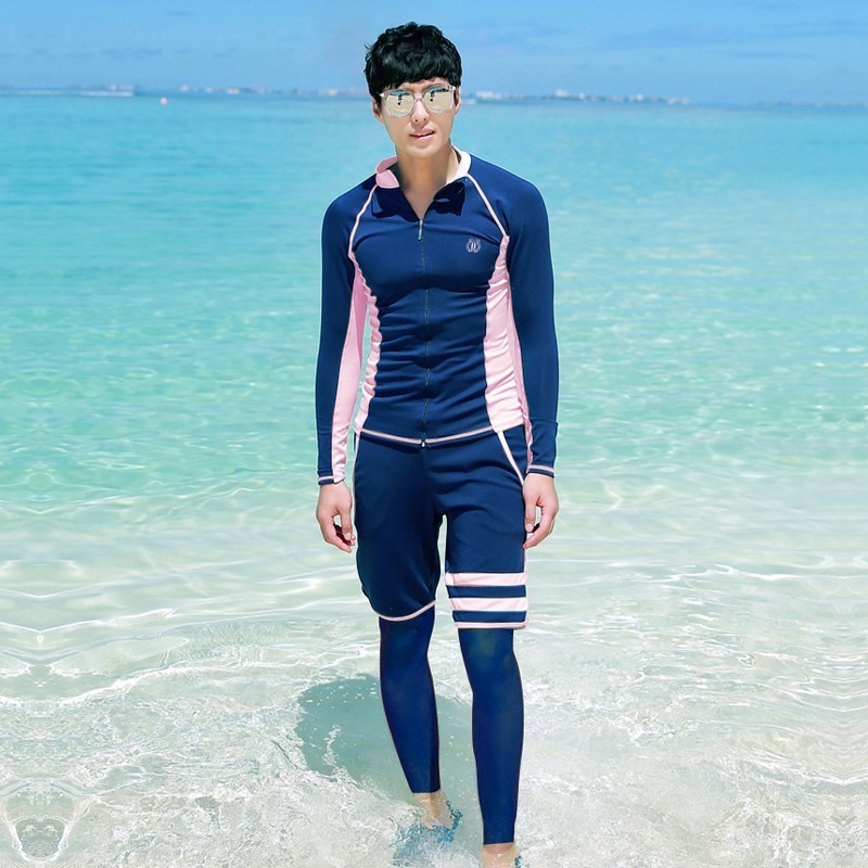 速乾材質/浮潛服拉鍊潛水服分體水母衣男女長袖裙褲游泳衣泳裝長褲套裝/紫玉蘭1901 粉-細節圖5