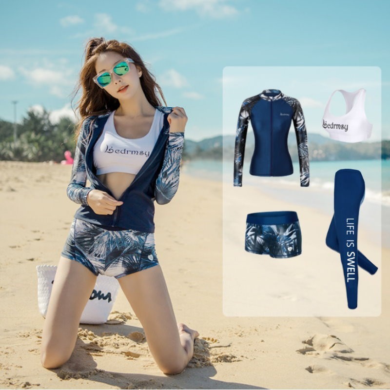 台灣現貨/高端女防曬潛水服/潛浮服長袖泳衣水母衣/衝浪服/紫玉蘭-細節圖2