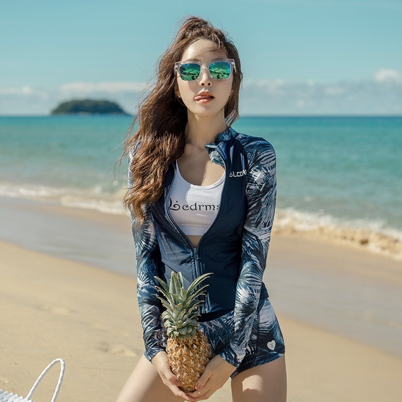 台灣現貨/高端女防曬潛水服/潛浮服長袖泳衣水母衣/衝浪服/紫玉蘭-細節圖7