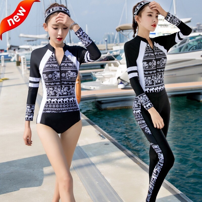 台灣現貨/速乾材質新款韓版女泳衣/水母衣/長袖衝浪服/防曬泳衣/浮潛裝*紫玉蘭水母衣7777/TS-細節圖5