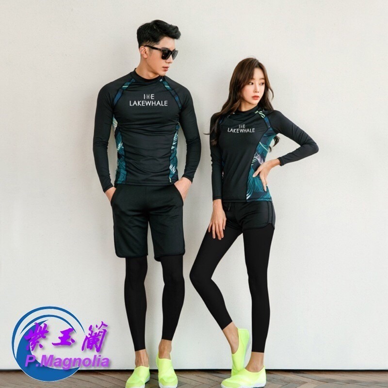 台灣現貨/速乾材質水母衣/分體防曬長袖套頭款泳衣/情侶衝浪浮潛套裝/潛水裝紫玉蘭1908-細節圖2