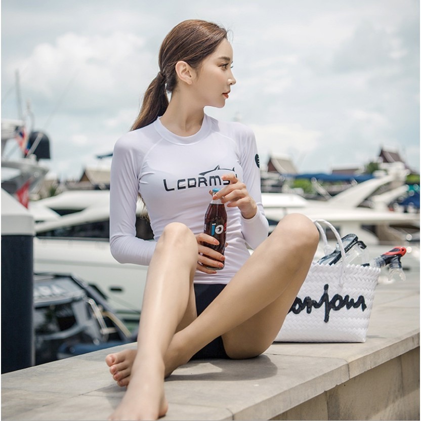 台灣現貨/高端/防曬潛水服上衣/長袖泳衣水母衣水母服衝浪服上衣/速乾防曬衣/紫玉蘭/現貨-細節圖3