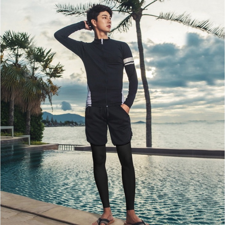 台灣現貨/新款潛水服拉鍊分體長袖長褲游泳衣防曬情侶男女水母衣浮潛服/紫玉蘭 1923-細節圖3