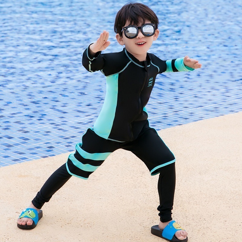 台灣現貨/速乾材質拉鍊親子款水母衣/分體防曬長袖拉鏈款泳衣/親子情侶衝浪浮潛套裝/潛水裝紫玉蘭9008-細節圖7