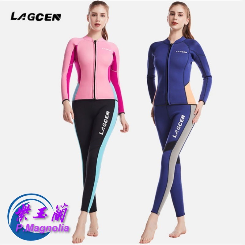 台灣現貨/新款女潛水衣/2.5mm保暖超彈耐磨防寒衣/冬泳泳衣潛水服-紫玉蘭/防寒衣/KW-細節圖2