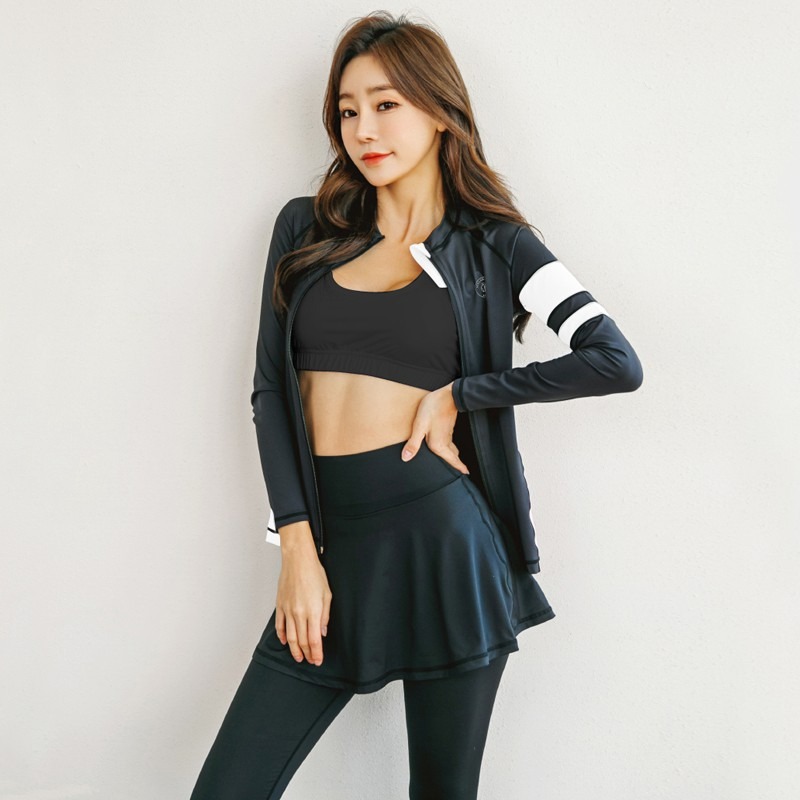 台灣現貨/浮潛服拉鍊潛水服分體水母衣男女長袖裙褲游泳衣泳裝長褲套裝/紫玉蘭1903 白邊-細節圖4