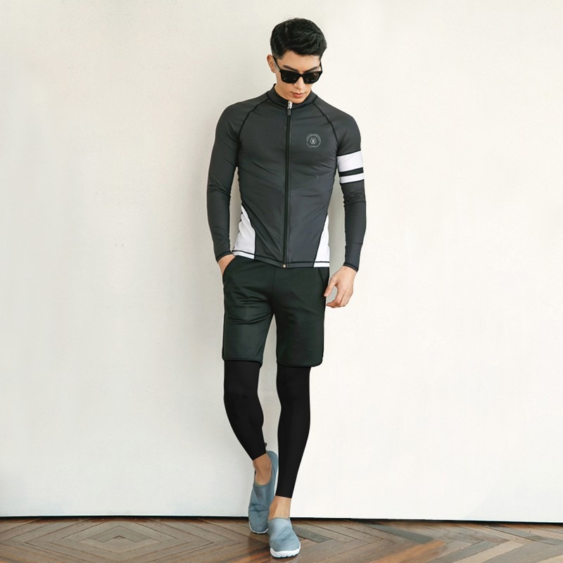 台灣現貨/浮潛服拉鍊潛水服分體水母衣男女長袖裙褲游泳衣泳裝長褲套裝/紫玉蘭1903 白邊-細節圖6