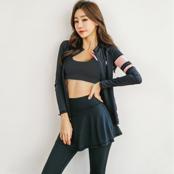 台灣現貨/浮潛服拉鍊潛水服分體水母衣男女長袖裙褲游泳衣泳裝長褲套裝/紫玉蘭1903 粉邊-細節圖3