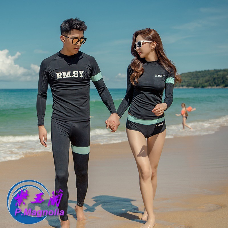 台灣現貨/高端/防曬潛水服/情侶潛浮服長袖泳衣水母衣水母服衝浪服男女速乾防曬衣/紫玉蘭 水藍-細節圖2