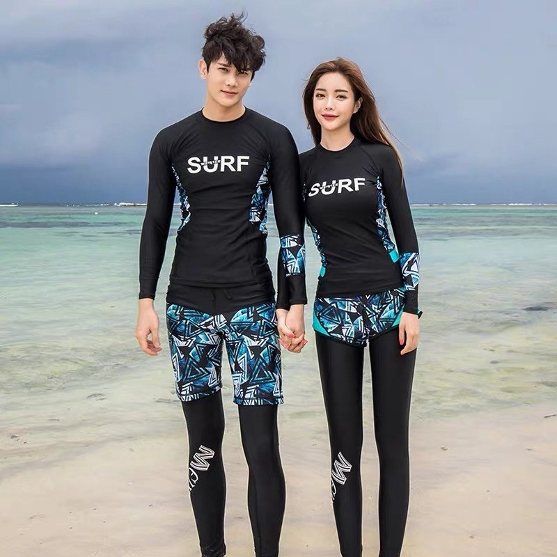 台灣現貨/親子裝速乾材質3件套水母衣/防曬浮潛長袖款泳衣/分體溫泉泳衣/衝浪潛水裝/紫玉蘭 963-細節圖3