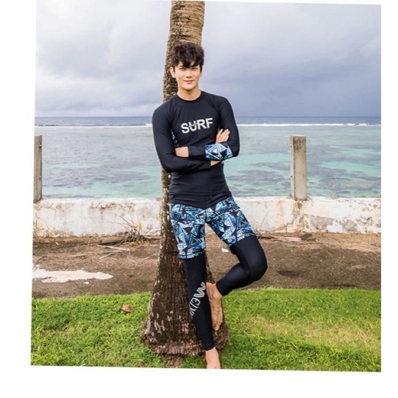 台灣現貨/親子裝速乾材質3件套水母衣/防曬浮潛長袖款泳衣/分體溫泉泳衣/衝浪潛水裝/紫玉蘭 963-細節圖4