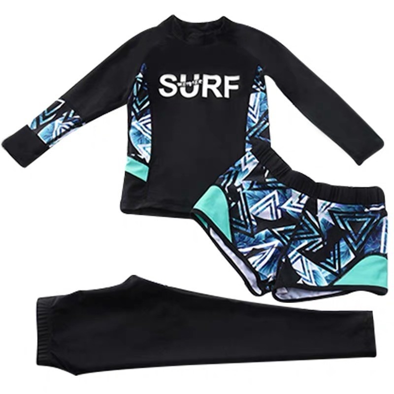 台灣現貨/親子裝速乾材質3件套水母衣/防曬浮潛長袖款泳衣/分體溫泉泳衣/衝浪潛水裝/紫玉蘭 963-細節圖8