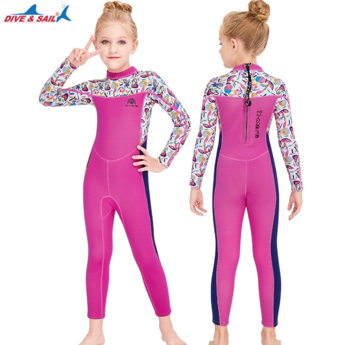 台灣現貨/新款2.5MM兒童保暖長袖連體防寒衣 – 紫玉蘭/KW-細節圖3