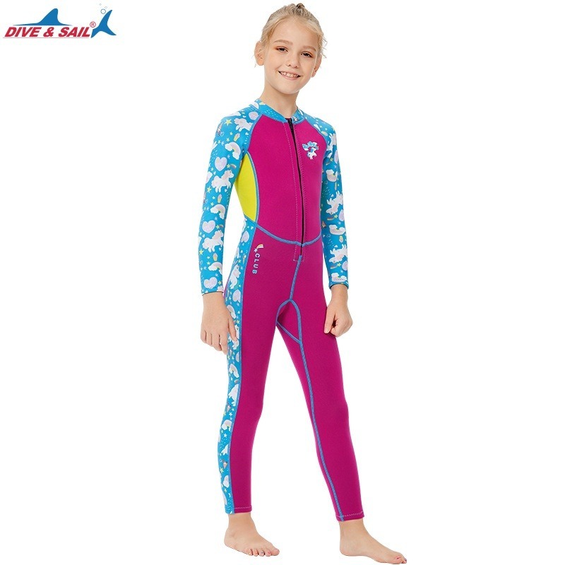 台灣現貨/新款兒童保暖泳衣2.5MM/連體前開拉鏈潛水服/防寒浮潛衝浪水母衣-紫玉蘭/兒童/KW-細節圖5