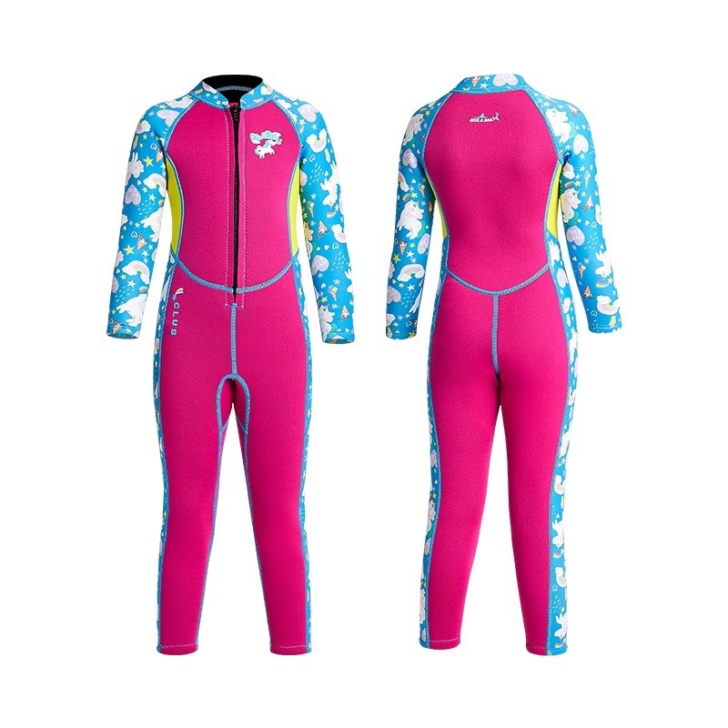 台灣現貨/新款兒童保暖泳衣2.5MM/連體前開拉鏈潛水服/防寒浮潛衝浪水母衣-紫玉蘭/兒童/KW-細節圖6