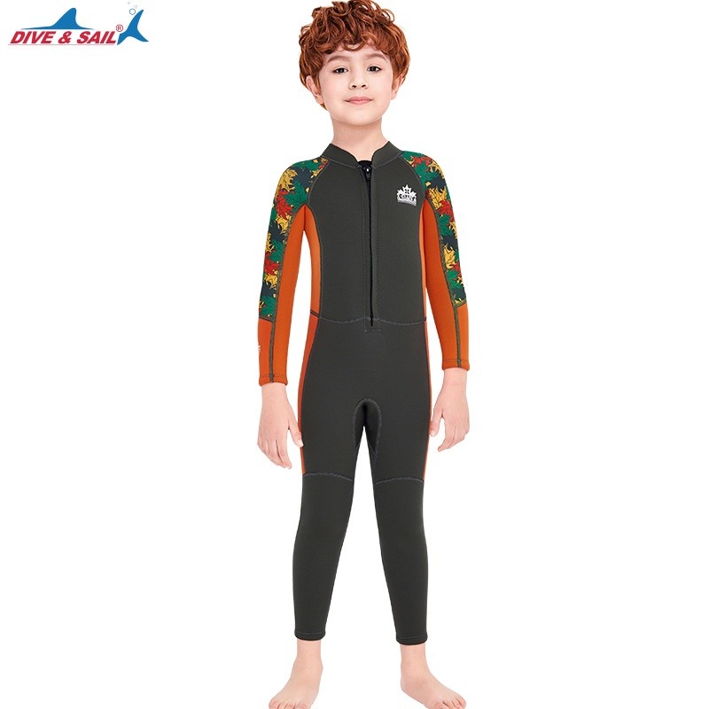 台灣現貨/新款兒童保暖泳衣2.5MM/連體前開拉鏈潛水服/防寒浮潛衝浪水母衣-紫玉蘭/兒童/KW-細節圖4