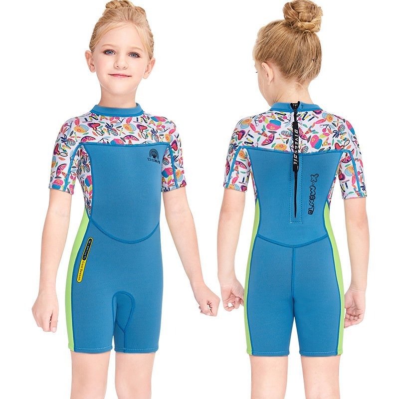 台灣現貨/新款2.5MM兒童保暖短袖短褲連體防寒衣 – 紫玉蘭/KW-細節圖4