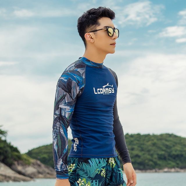 台灣現貨/高端速乾材質/防曬系數50+/男水母衣/男潛水衣/男衝浪衣/紫玉蘭/高端-細節圖4
