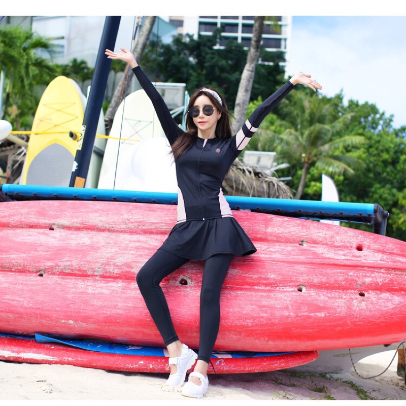 台灣現貨/速乾材質拉鍊親子款水母衣/分體防曬長袖拉鏈款泳衣/親子情侶衝浪浮潛套裝/潛水裝紫玉蘭1903-細節圖3