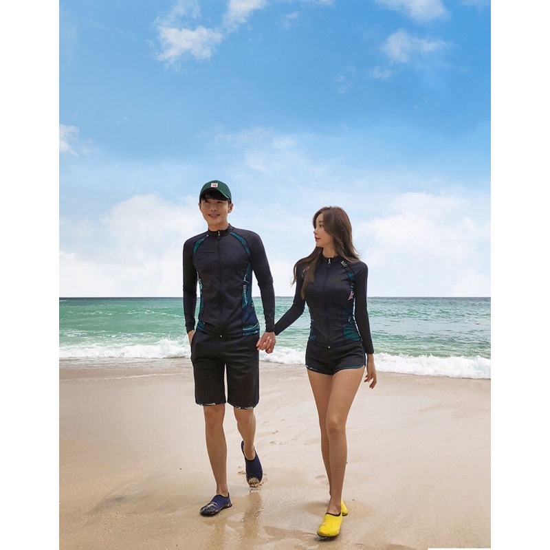 台灣現貨/速乾材質拉鍊款水母衣/分體防曬長袖拉鏈款泳衣/情侶衝浪浮潛套裝/防磨衣/潛水裝紫玉蘭9024-細節圖9