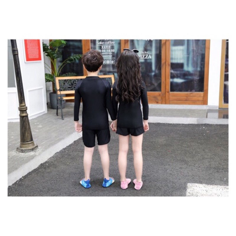 台灣現貨/速乾材質拉鍊親子款水兒童母衣/分體防曬長袖拉鏈款泳衣/親子情侶衝浪浮潛套裝-紫玉蘭1923/現貨-細節圖3