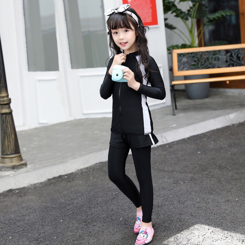 台灣現貨/速乾材質拉鍊親子款水兒童母衣/分體防曬長袖拉鏈款泳衣/親子情侶衝浪浮潛套裝-紫玉蘭1923/現貨-細節圖4