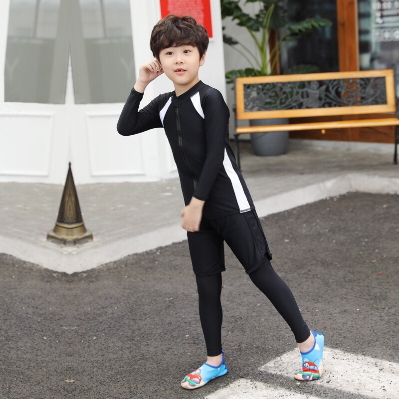 台灣現貨/速乾材質拉鍊親子款水兒童母衣/分體防曬長袖拉鏈款泳衣/親子情侶衝浪浮潛套裝-紫玉蘭1923/現貨-細節圖5