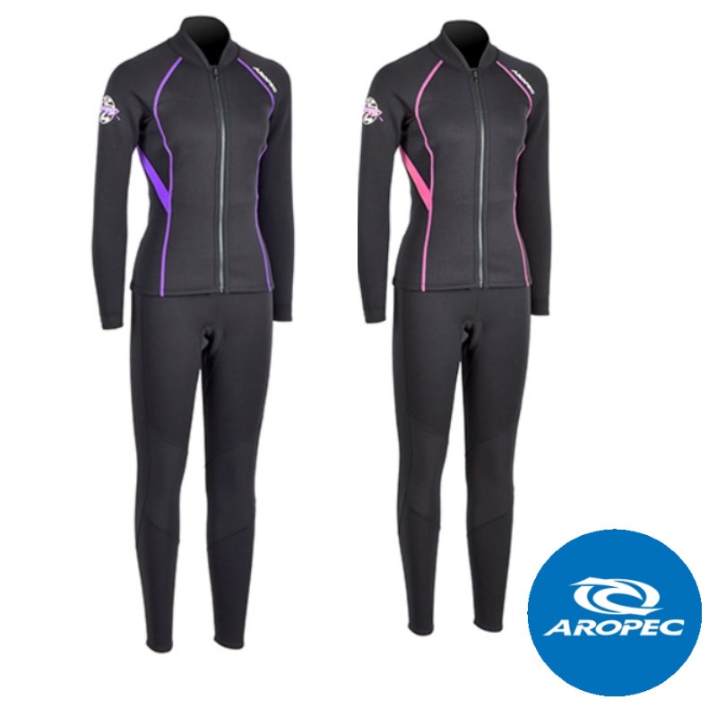 台灣現貨/【AROPEC】1.5mm Neoprene長袖長褲防寒衣(女款) – 紫玉蘭-細節圖2