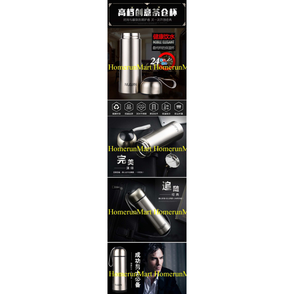 WB長效保冰保熱便攜運動水壺咖啡壺 雙層真空不鏽鋼保溫杯500ML濾網泡茶杯 304不鏽鋼水杯保溫水壺保溫瓶保溫辦公杯-細節圖2