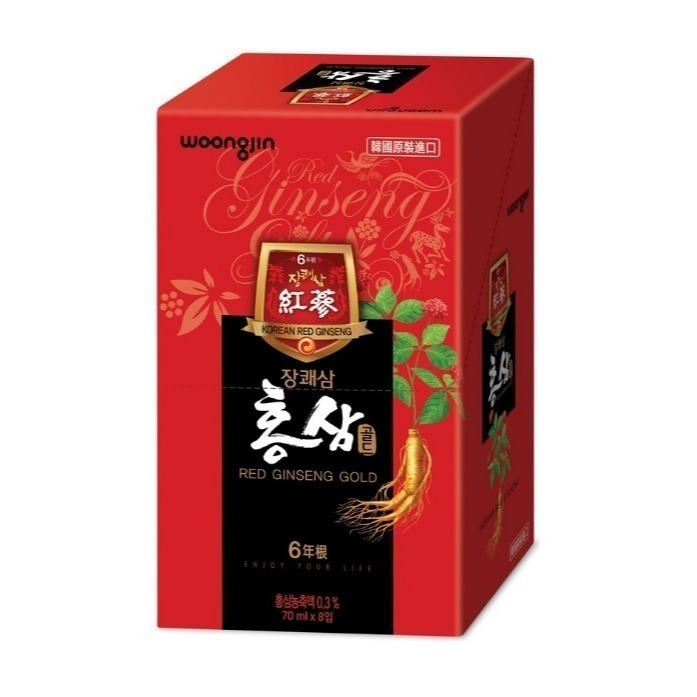 ★JP喵★ 韓國WOONGJIN 韓國熊津紅蔘飲 8入組 盒裝 70ml/包 (韓國原裝進口) 保存期限2027.03-細節圖2