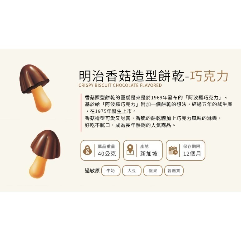 ★JP喵★ [日本明治 meiji  ] 明治香菇造型餅乾 巧克力口味 40g/盒 保存期限2026.5月-細節圖3