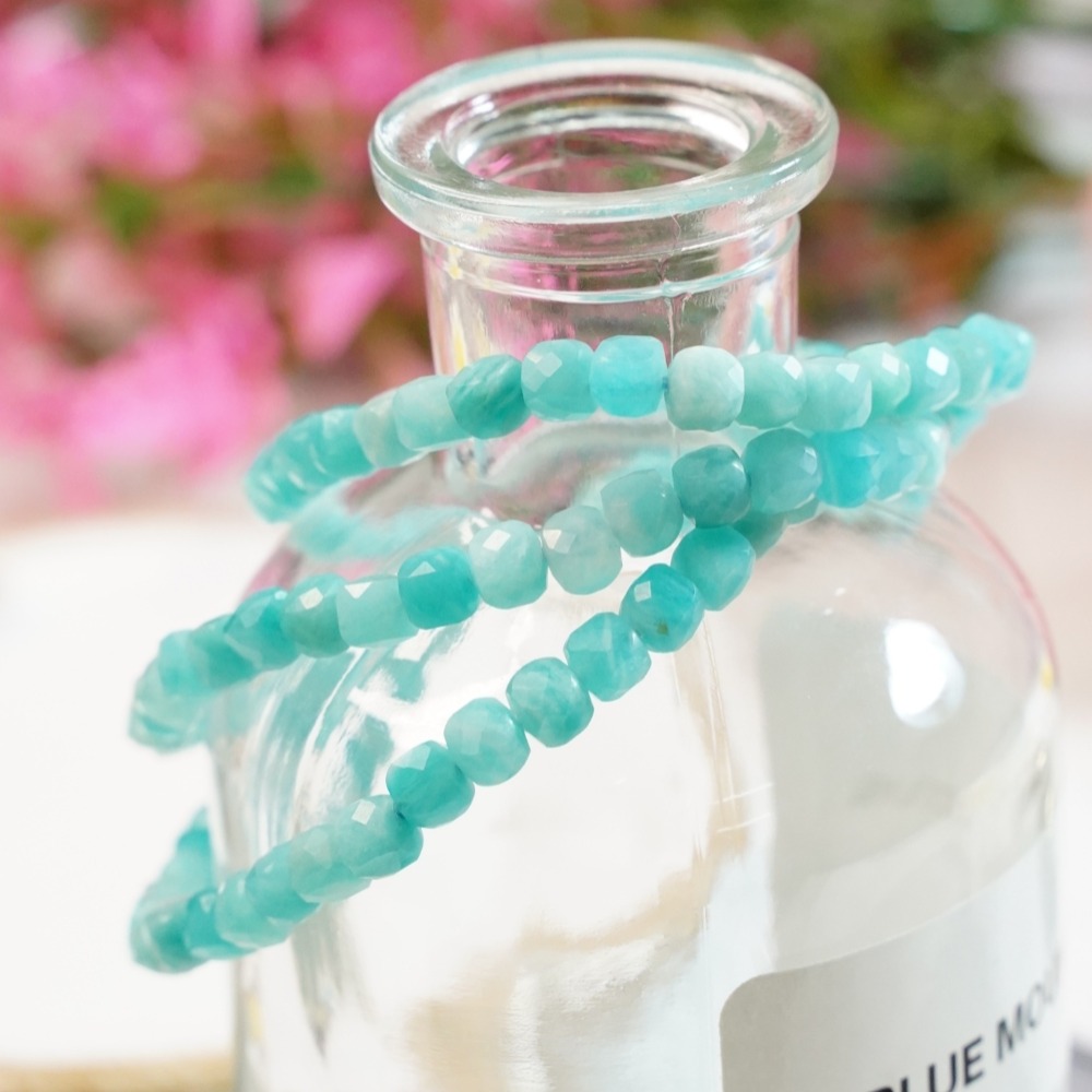 《愛莉輕寶石》水晶手鍊  天河石  方糖  4.5~5.4mm  天然水晶(隨機出貨.不挑款) AMA002-細節圖2