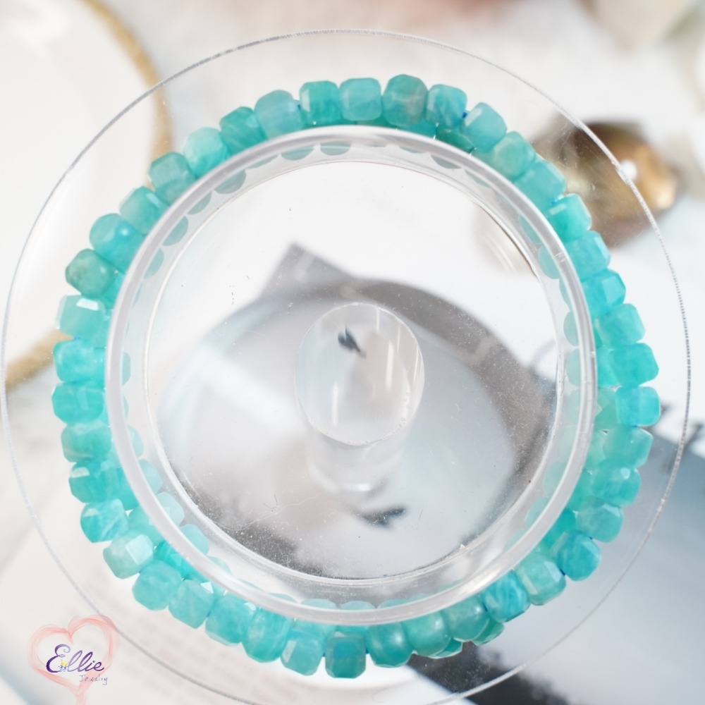 《愛莉輕寶石》水晶手鍊  天河石  方糖  4.5~5.4mm  天然水晶(隨機出貨.不挑款) AMA002-細節圖3