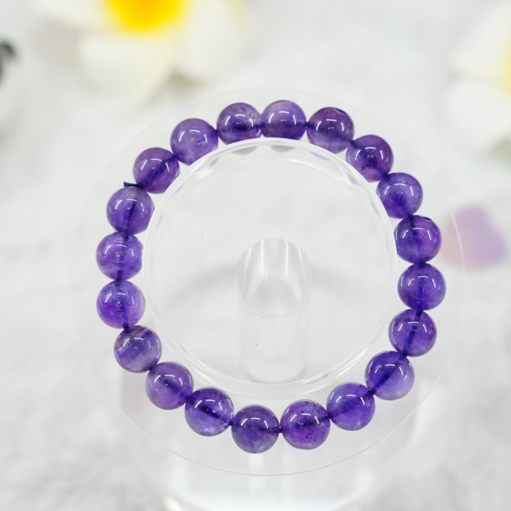 《愛莉輕寶石》水晶手鍊  紫水晶 8~10mm天然水晶(隨機出貨.不挑款) AME002-細節圖3