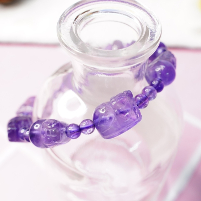 《愛莉輕寶石》水晶手鍊 紫水晶 貔貅 8.8*9mm 天然水晶 AME004