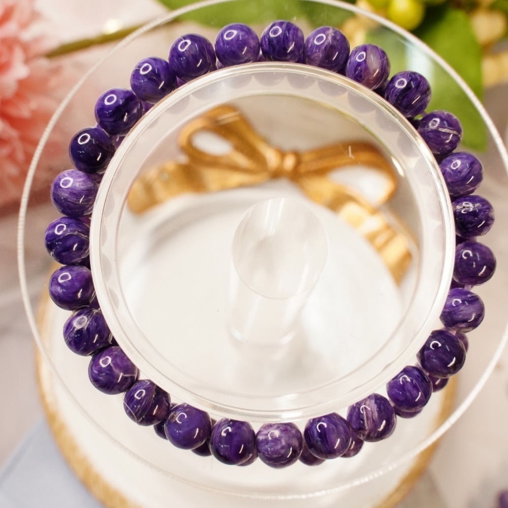 《愛莉輕寶石》水晶手鍊  紫龍晶  5.7~6.7mm  天然水晶(隨機出貨.不挑款) CHB002-細節圖3