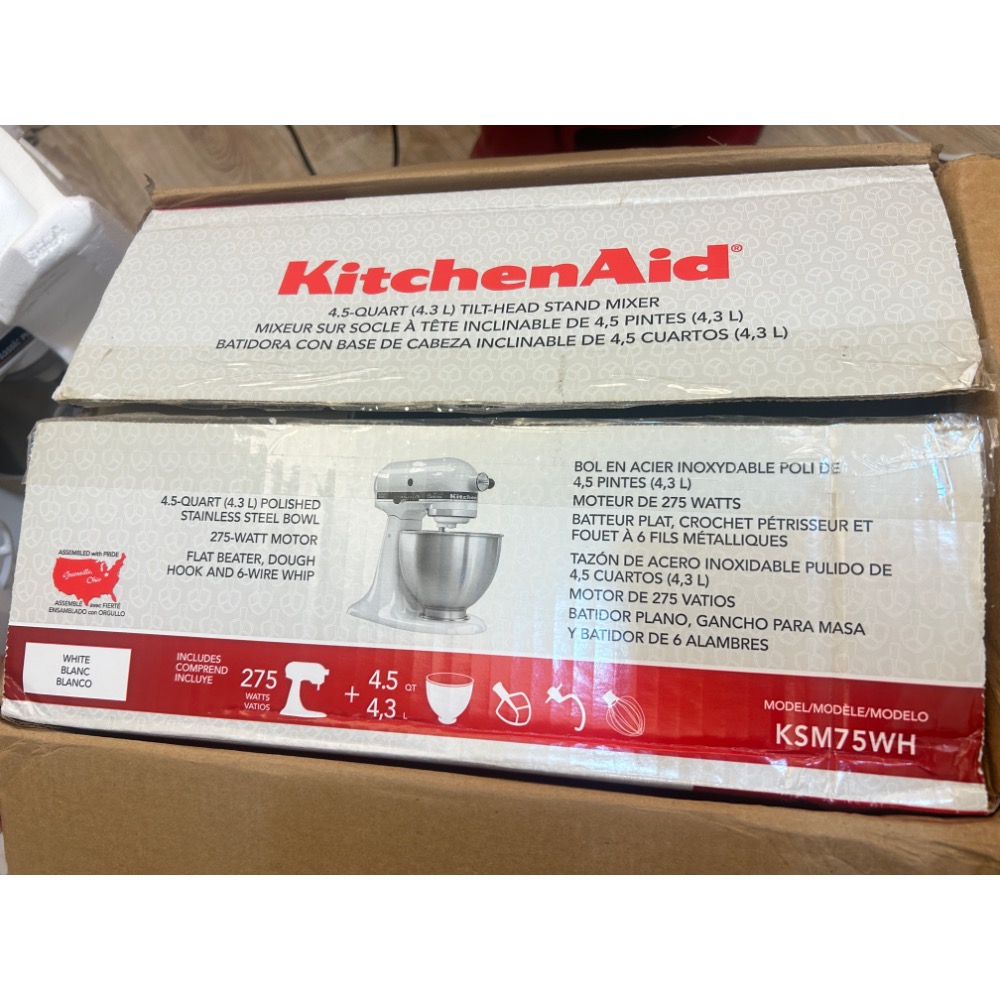 美國KitchenAid 4.5QT 桌上型攪拌機 KSM75WH 全新未使用 台灣現貨 倉庫實拍 倉庫搬家出清-細節圖5