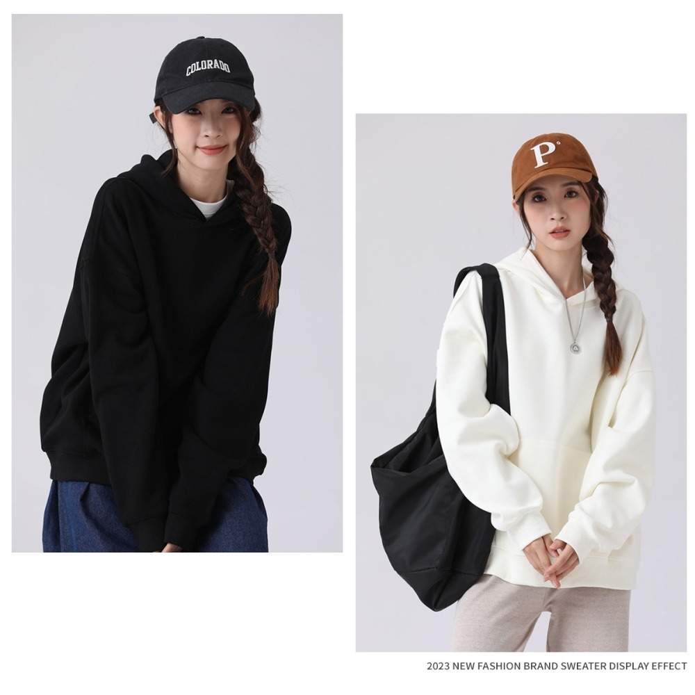 純色百搭落肩帽T/ 男女適合/ 挺擴有型-細節圖4