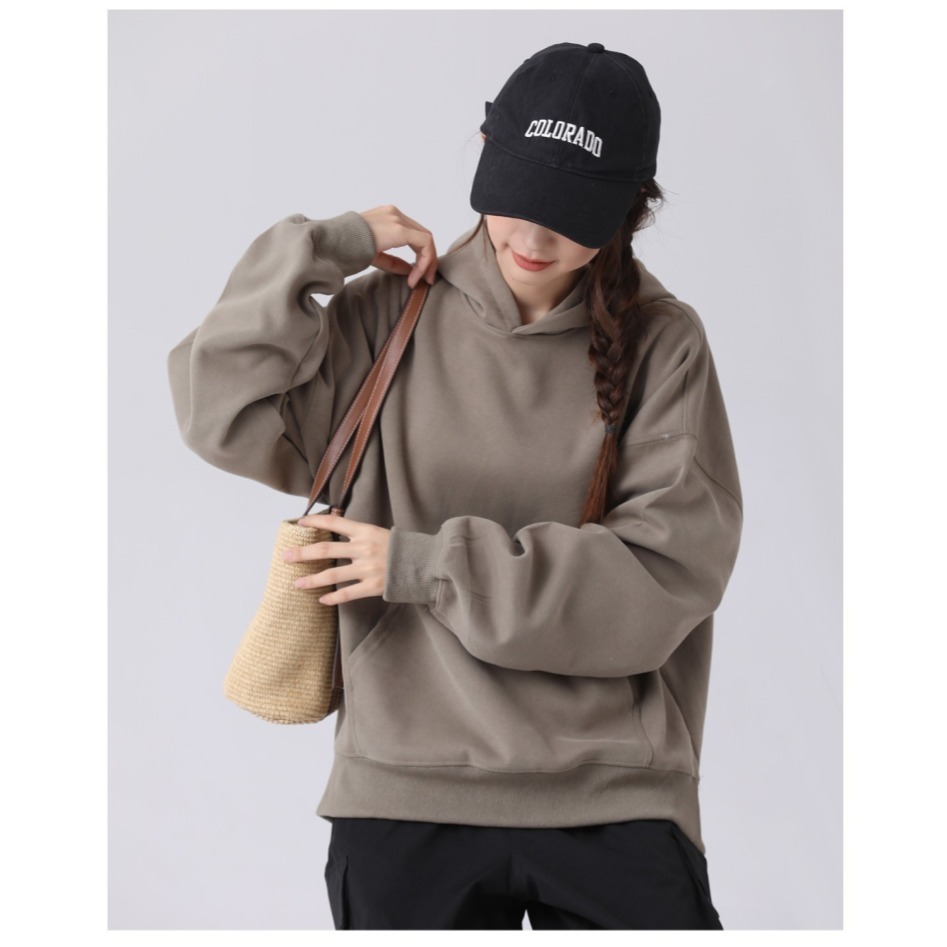 純色百搭落肩帽T/ 男女適合/ 挺擴有型-細節圖5