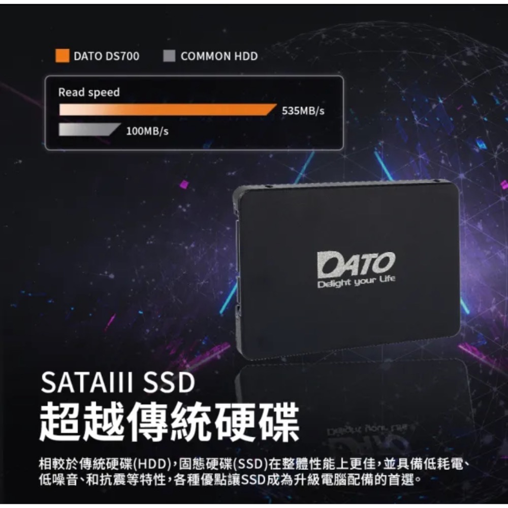 ￼￼DATO 達多 DS700 1TB 2.5吋 SATAIII SSD 固態硬碟(最高達讀：535MB/s 寫：500-細節圖3
