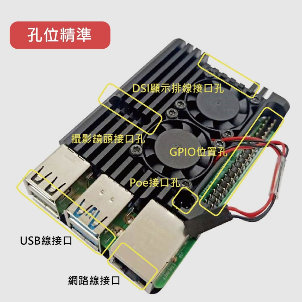 樹莓派 Raspberry Pi 4 雙風扇 鋁合金保護殼 散熱-細節圖2