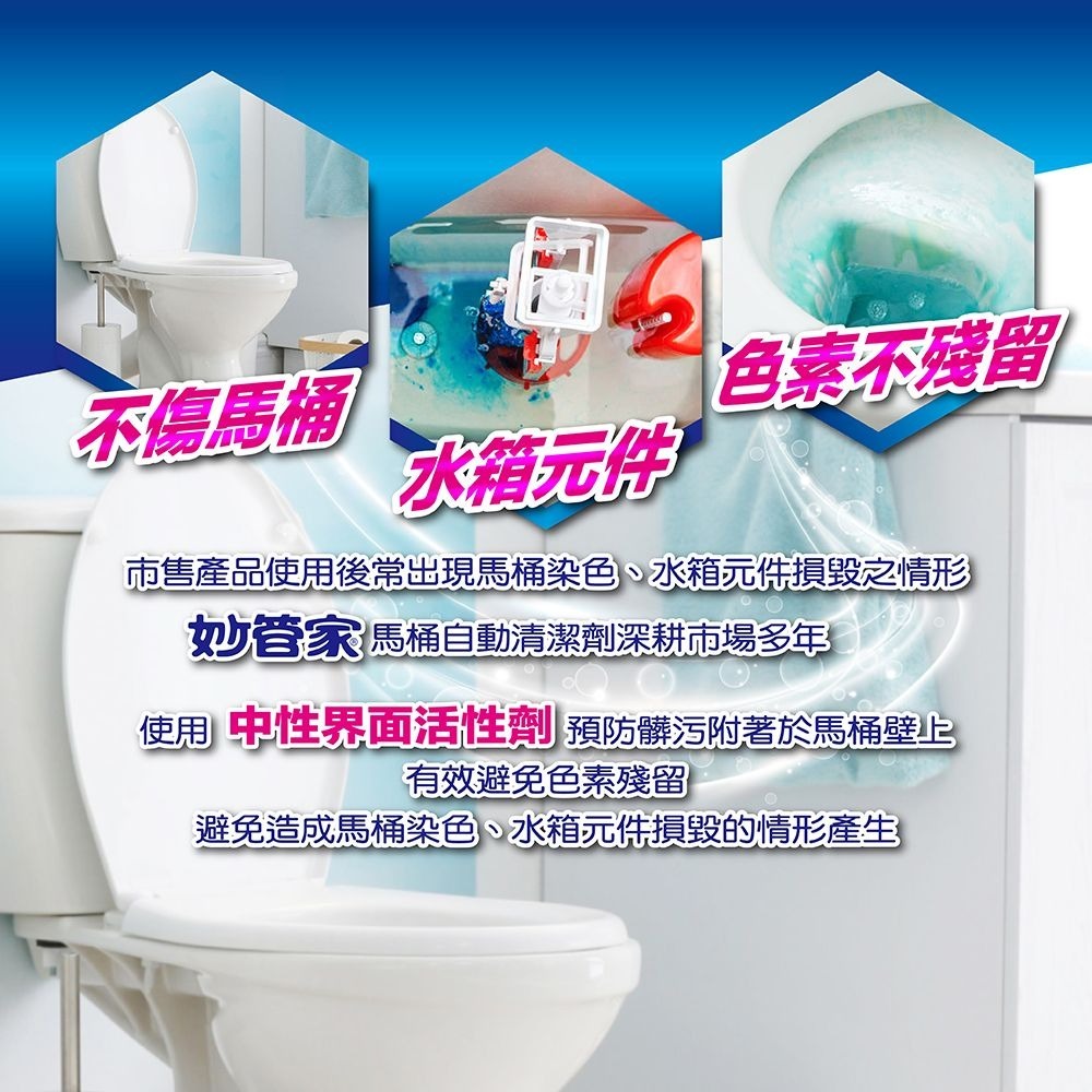 【限時購】妙管家 馬桶自動清潔劑65g*5粒(12入箱-薄荷/薰衣草/檸檬 任選)-細節圖5
