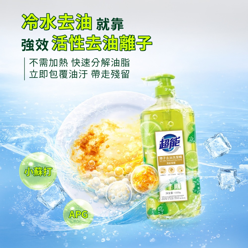 【限時購】超能 離子去油洗潔精1000g(清新檸檬/白桃去腥 兩款任選)(10入/箱)-細節圖5