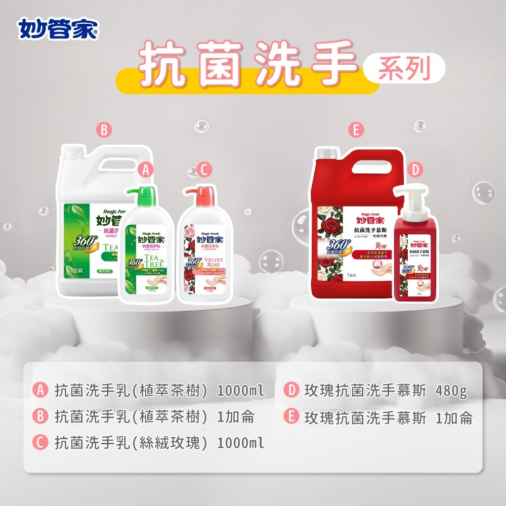 【限時購】妙管家 抗菌洗手乳(絲絨玫瑰)1000g(12入)-細節圖5