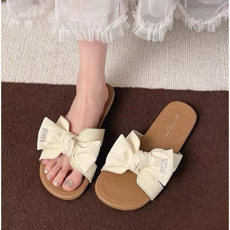 超軟Q 大蝴蝶結拖鞋 平底拖鞋 止滑底 百搭款 韓系小清新 露趾拖鞋-細節圖2