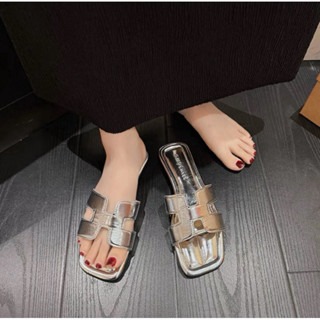 大尺碼36-42 韓版素面H拖鞋 微氣墊平底拖鞋 一字外出涼拖鞋 露趾拖鞋 素面 百搭 韓妞必備-規格圖6