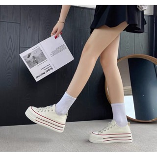 學生黨必備小白鞋 學生鞋 帆布鞋 外出鞋 平底鞋 厚底鞋 鬆糕鞋 增高鞋 百搭款 韓版 半拖鞋 懶人鞋 綁帶-規格圖5